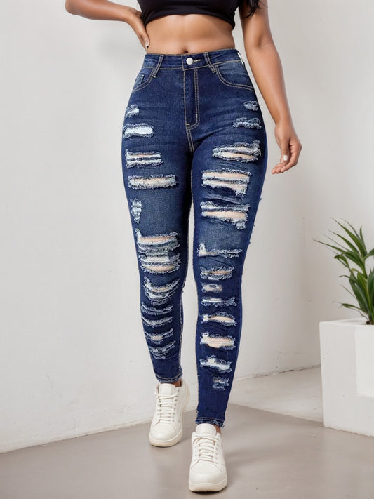 Ripped Tight Cropped Jeans