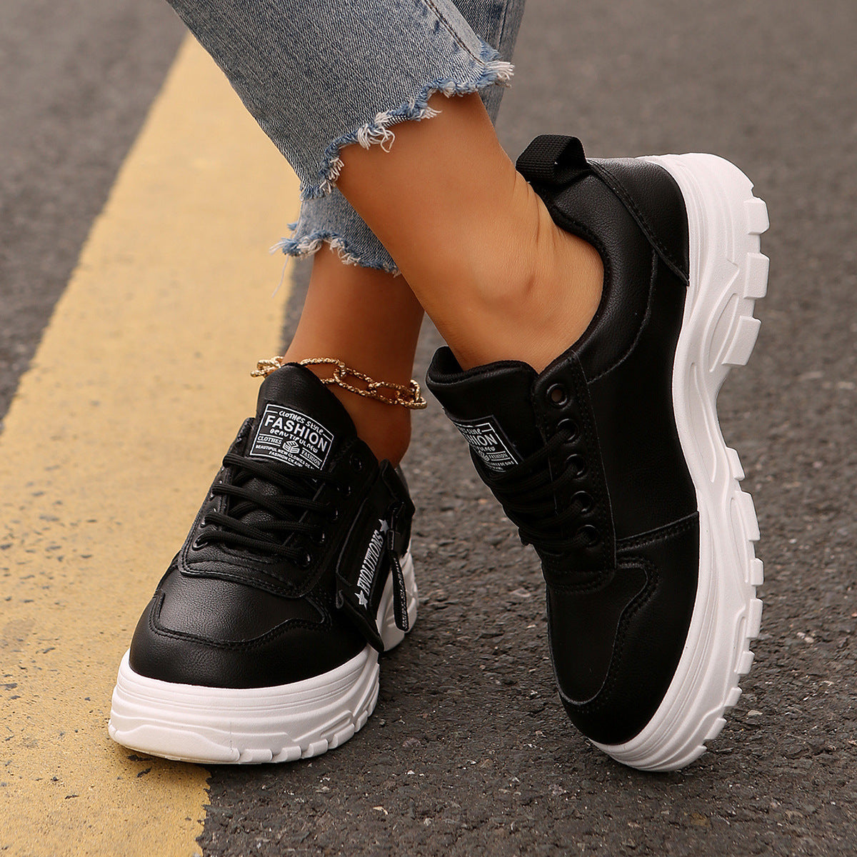 Side-Zipper Fashion Sneakers