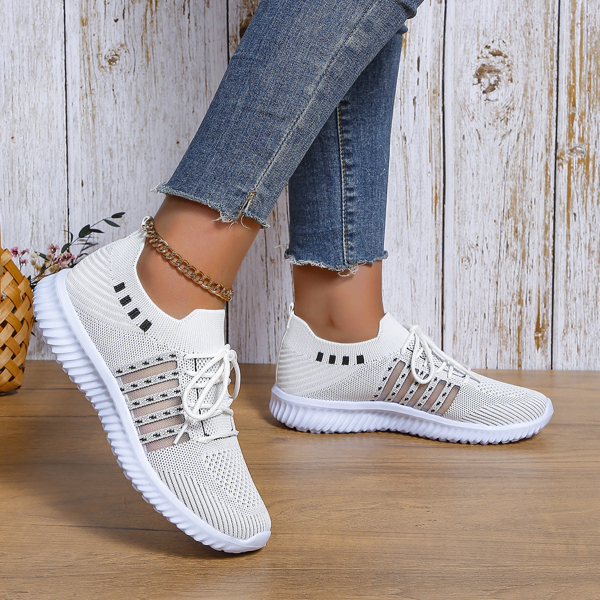Lace-up Mesh Sneakers