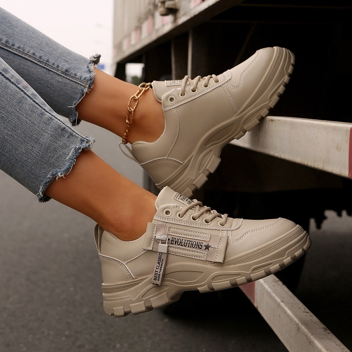 Side-Zipper Fashion Sneakers