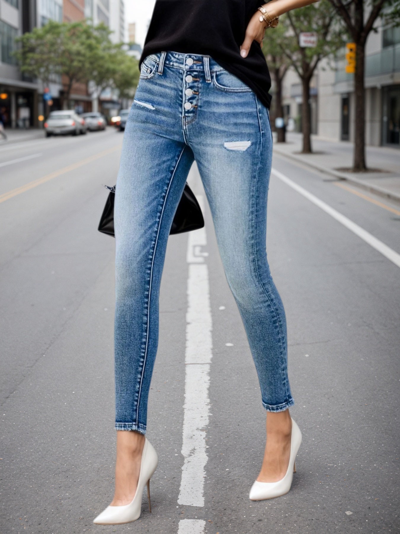 Blue Washed Denim Jeans