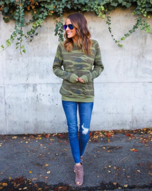 Women's Camouflage Sweater Long Sleeve Casual Jacket